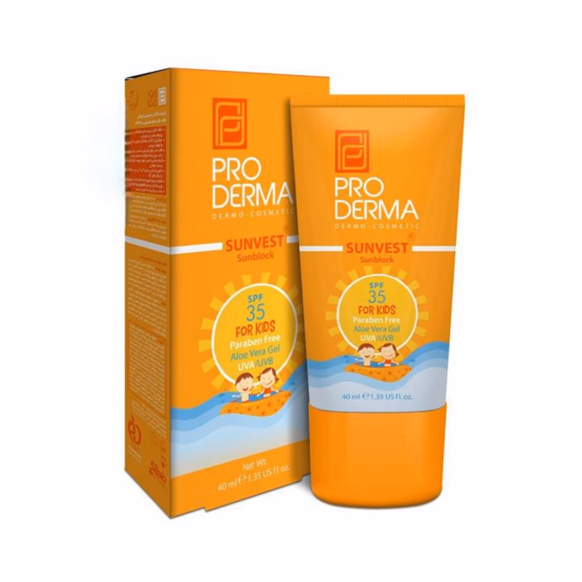 کرم ضد آفتاب کودکان فاقد جاذب های شیمیایی با spf35 پرودرما

