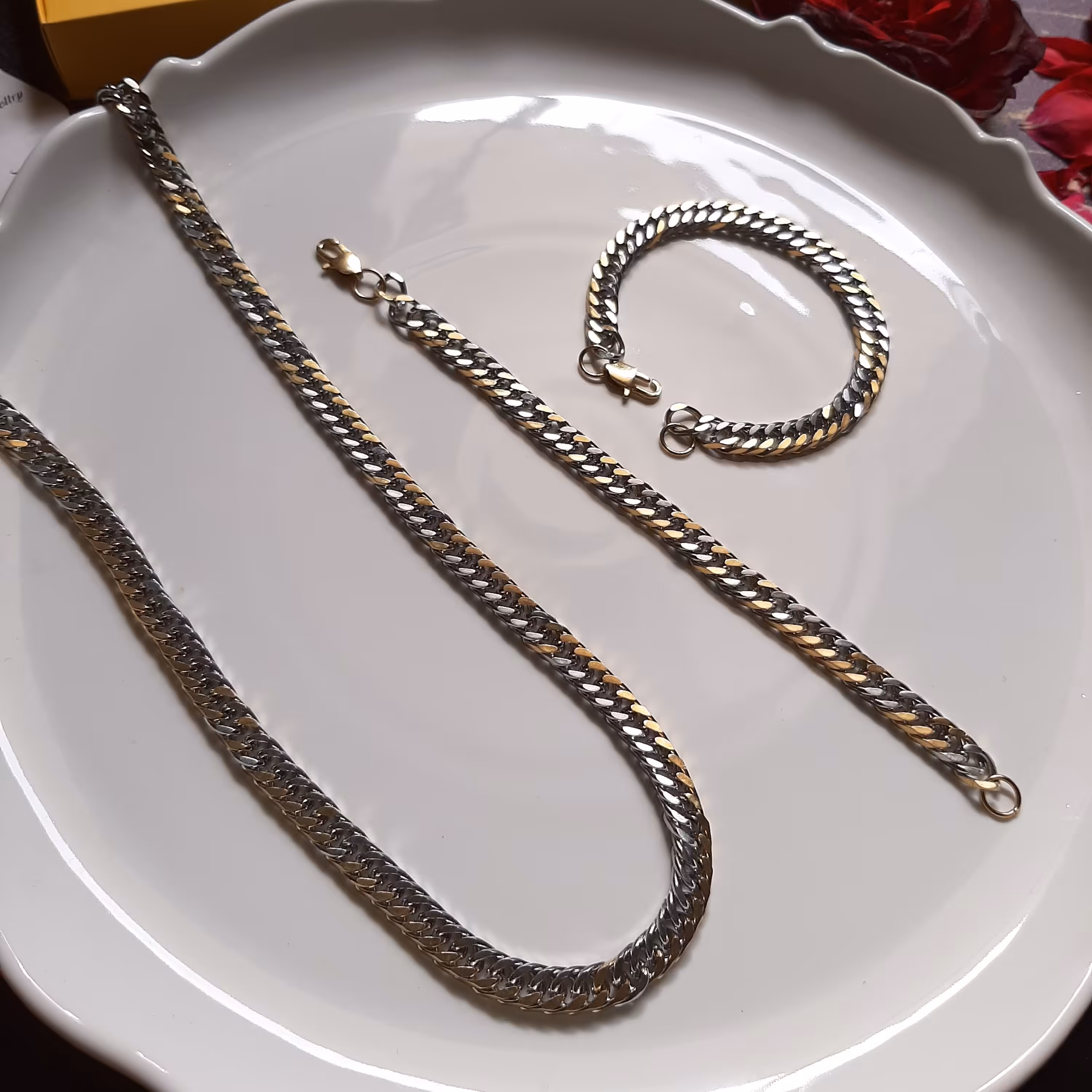 ست گردنبند و کارتیر دو رنگ