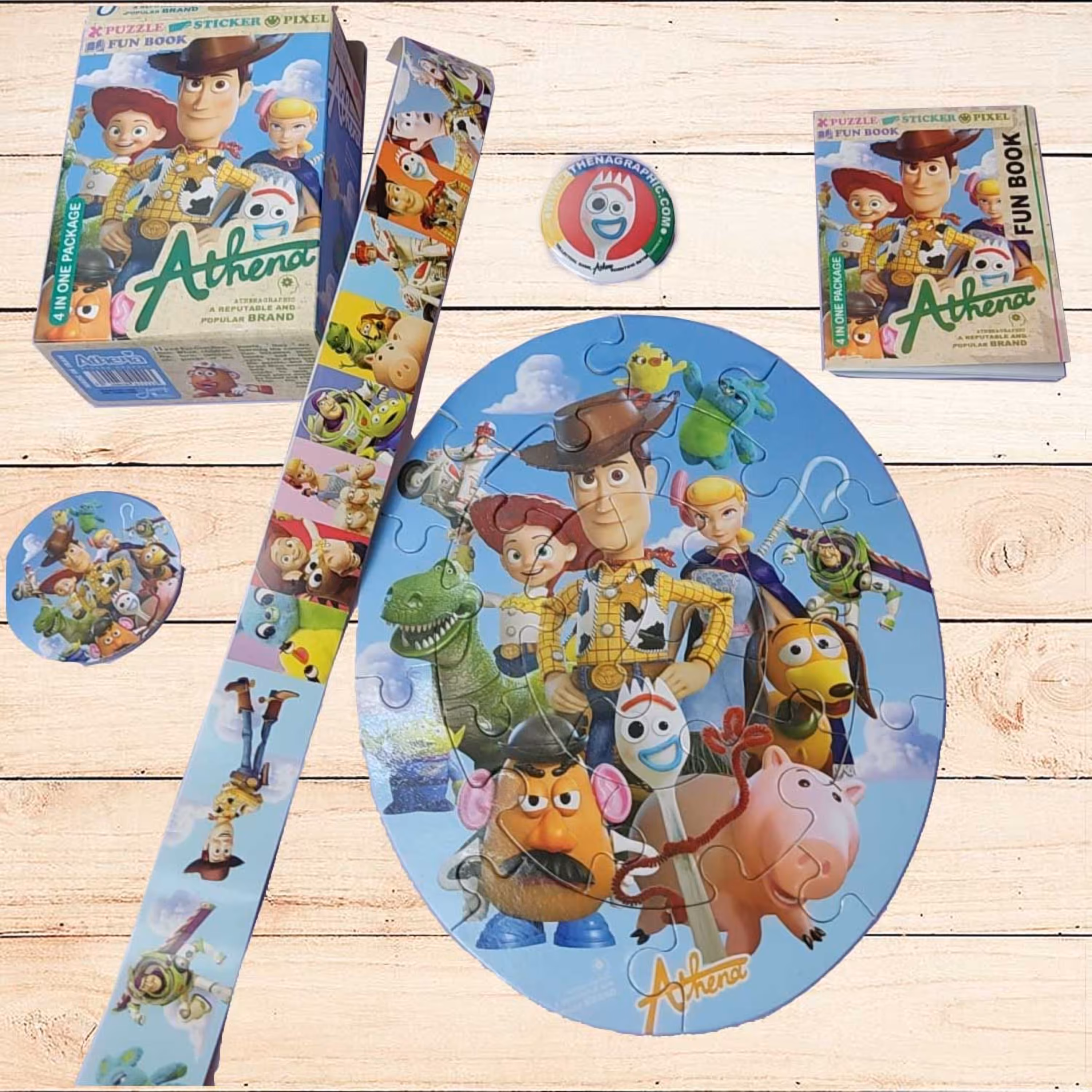 پازل آموزشی آتنا شامل 4 بخش پازل کتابچه پیکسل و کلی برچسب