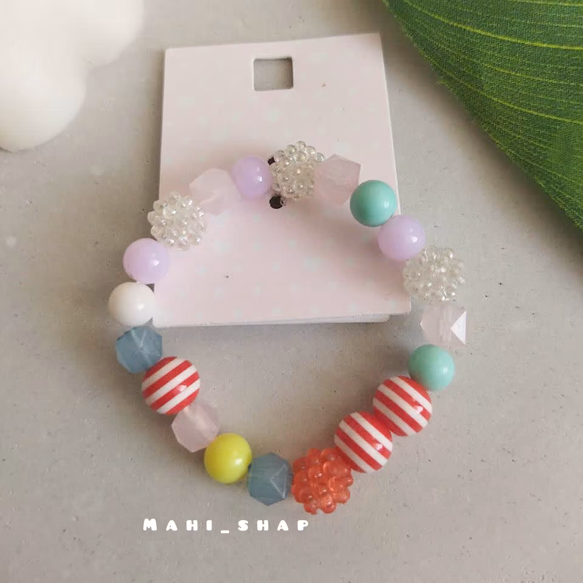 دستبند بچگانه کشی مهره رنگی