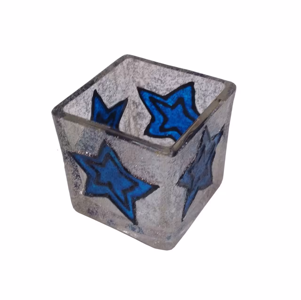 جا شمعی شیشه ای مدل ویترای طرح ستاره آبی