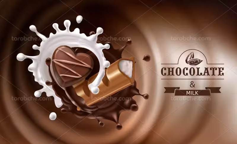 وکتور اسپلش شکلات و شیر | گرافیک با طعم تربچه