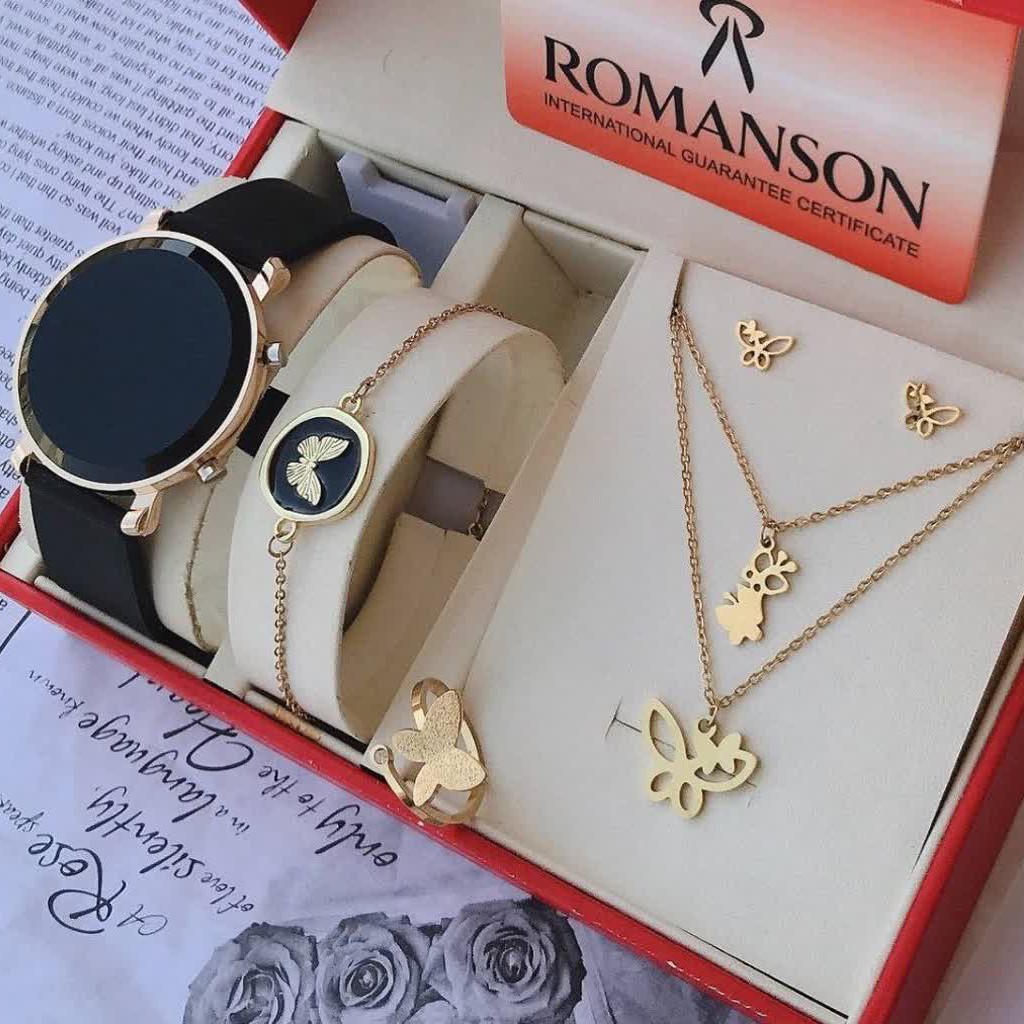 ست شیک زنانه طرح پروانه ای ساعت ال ای دی درجه یک