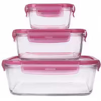 ظرف نگهدارنده فریزری مستطیل لومینارک صورتی مجموعه سه عددی