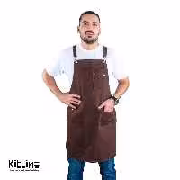 پیشبند کتان کجراه 3 جیب قهوه‌ای کیوان