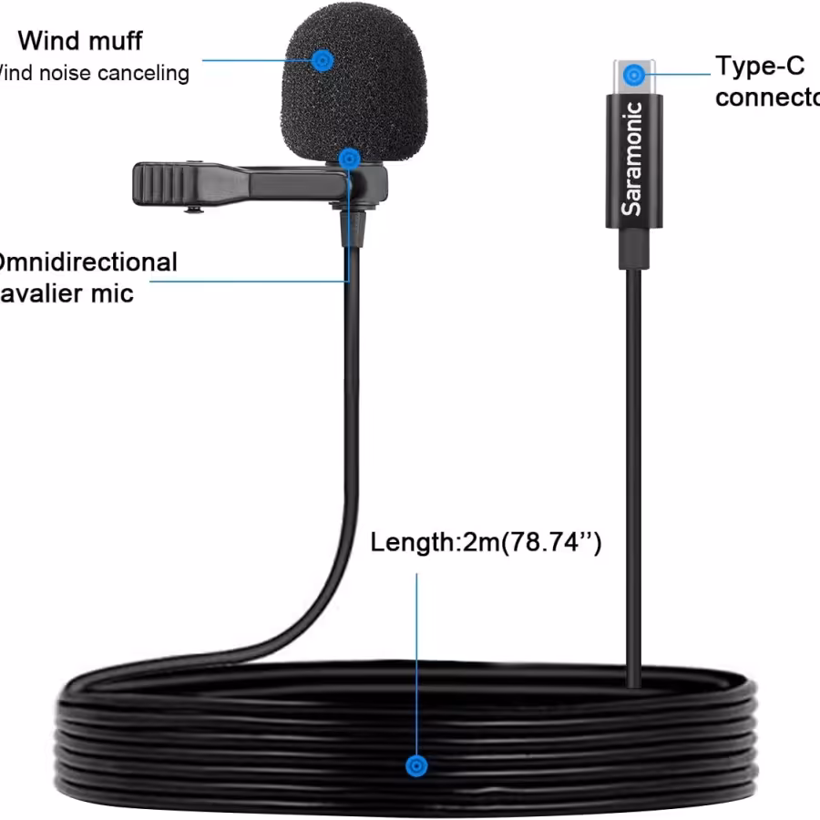 میکروفون موبایل سارامونیک مدل Saramonic USB-C Lavalier Microphone LavMicro U3A