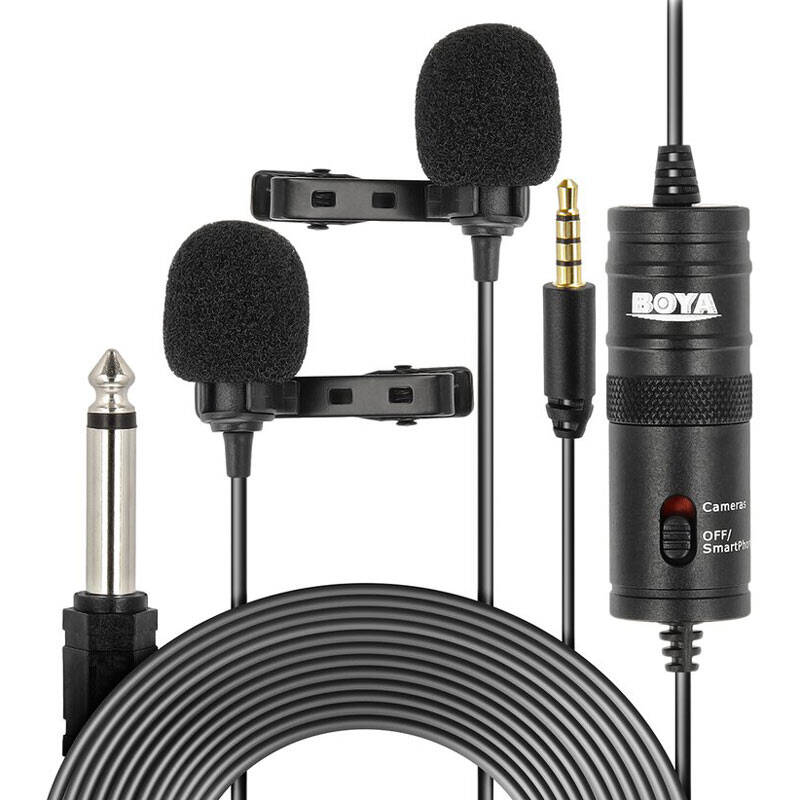 میکروفن دو یقه ای برند Boya با کابل 4 متر مدل BY-M1DMBoya BY-M1DM clip microphone