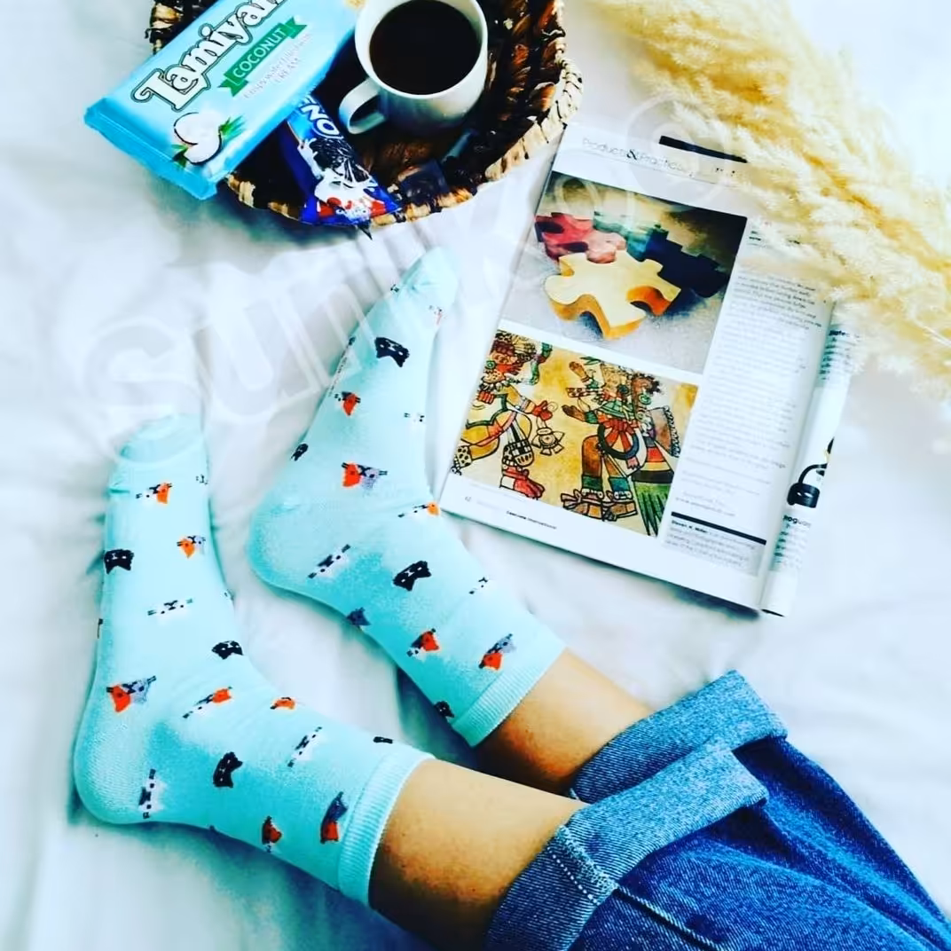 جوراب طرج گربه رنگی تک رنگ سایز34تا43