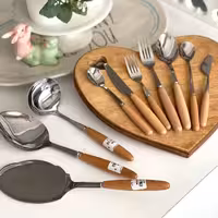 قاشق و چنگال دسته چوبی