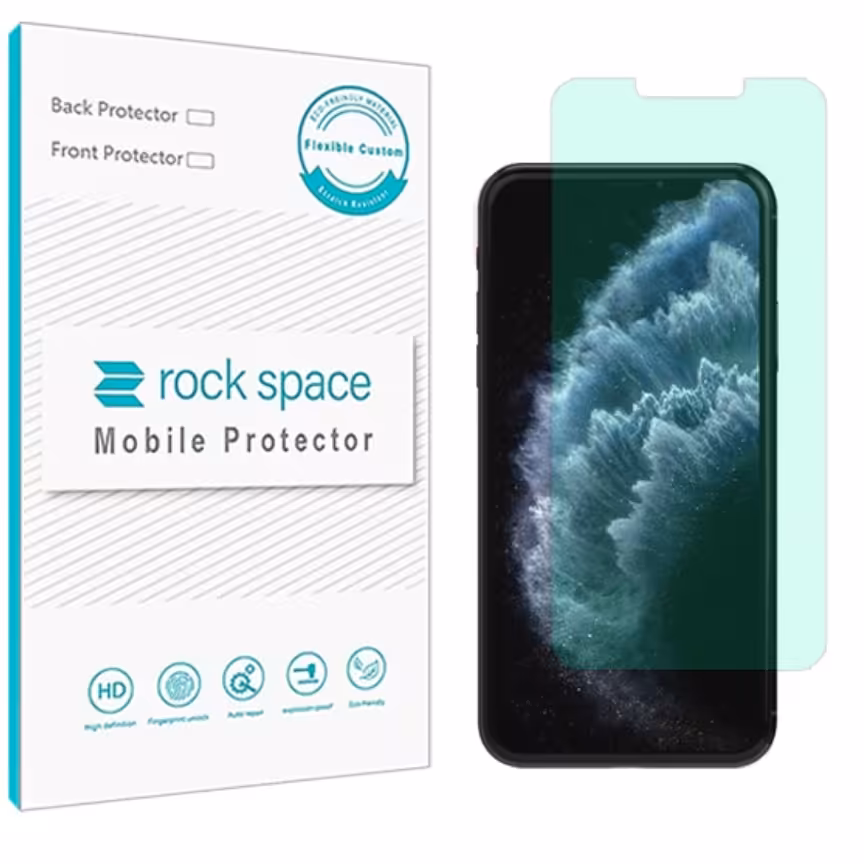 گلس   آیفون ip 11 pro مدل نانو هیدروژل گرین لایت برند راک اسپیس   
