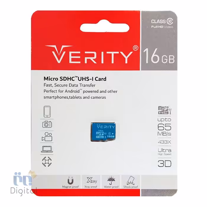 کارت حافظه microSDHC وریتی مدل 433X سرعت 65MBps ظرفیت 16 گیگابایت