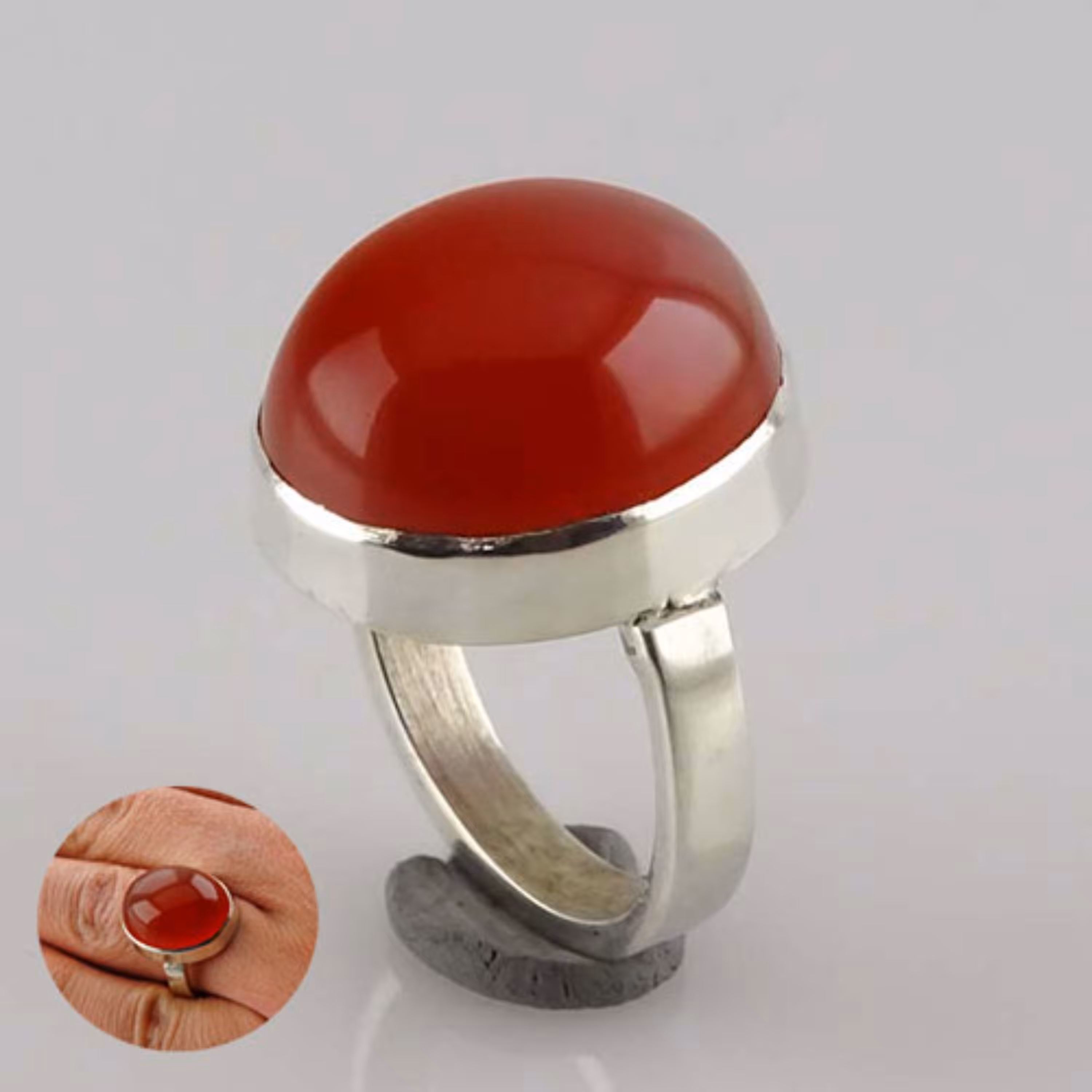 انگشتر نقره سنگ عقیق مردانه 