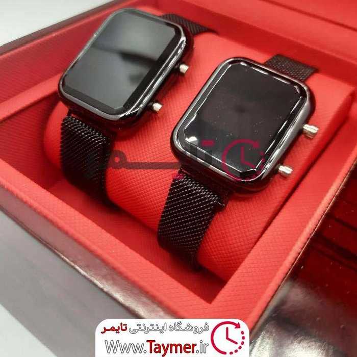 ساعت ست مردانه زنانه دیجیتال رنگ مشکی صفحه مستطیل