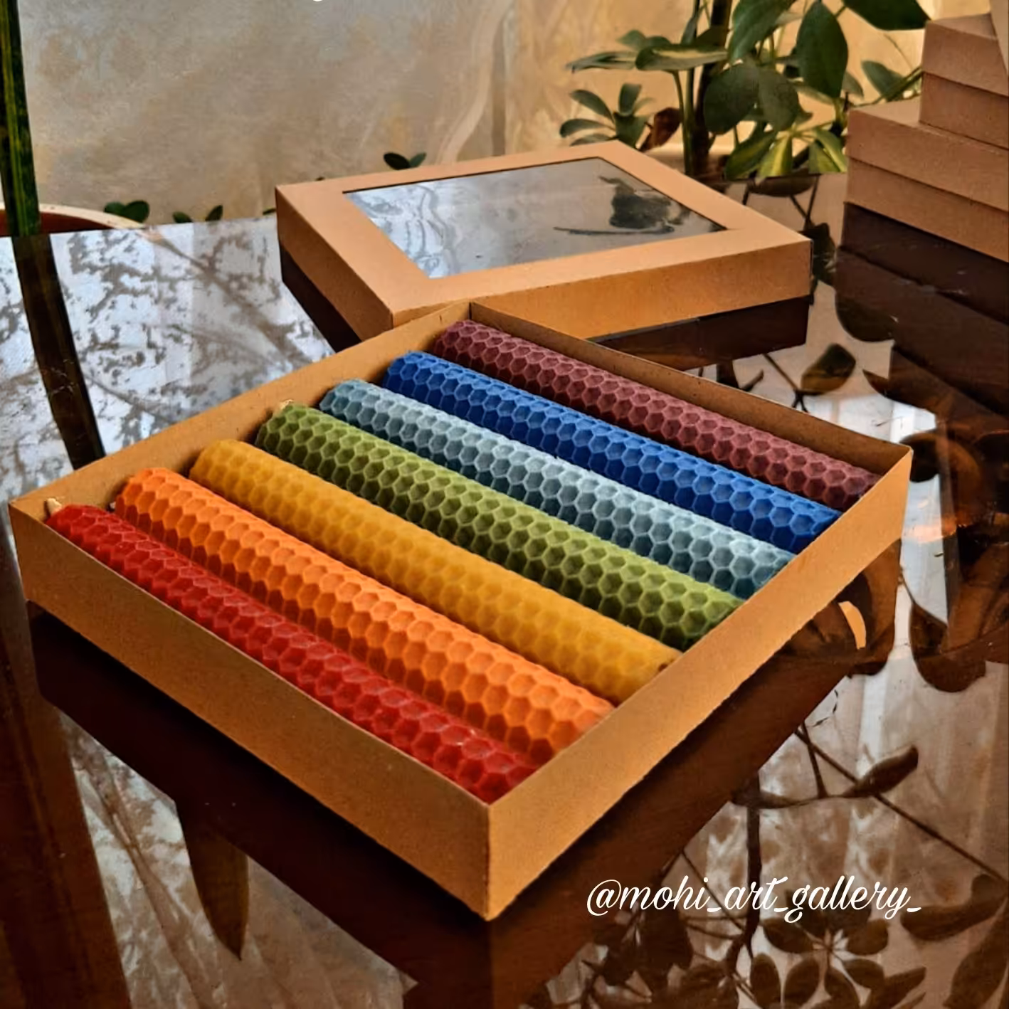 پک شمع هفت رنگ موم عسل