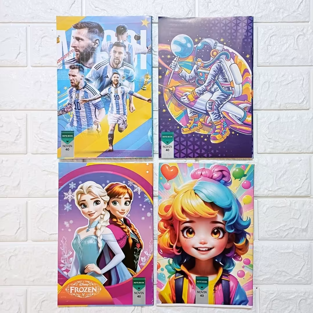 دفتر 40 برگ خط دار فانتزی کلاسیک منگنه ای دخترانه و پسرانه