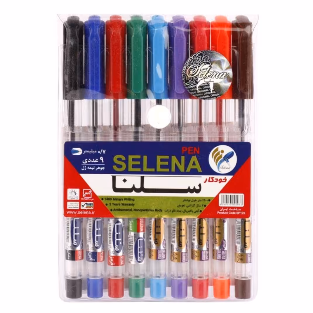 خودکار سلنا رنگی Selena 0.7mm بسته 9 عددی