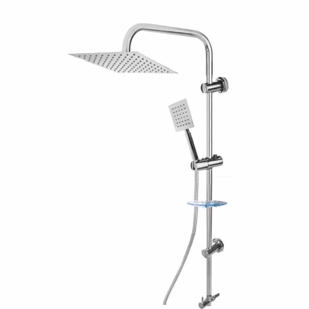 علم دوش دوکاره مربع استیل رنگ کروم(ارسال رایگان)