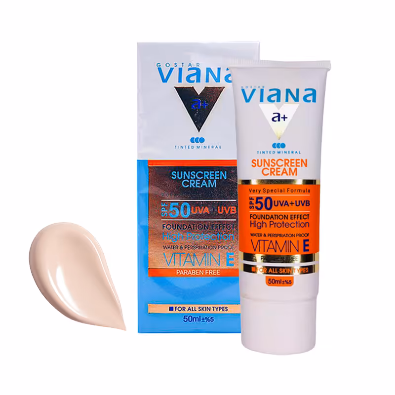 کرم ضد آفتاب رنگ بژ روشن | ویانا | Viana| اس پی اف 50 50 میل