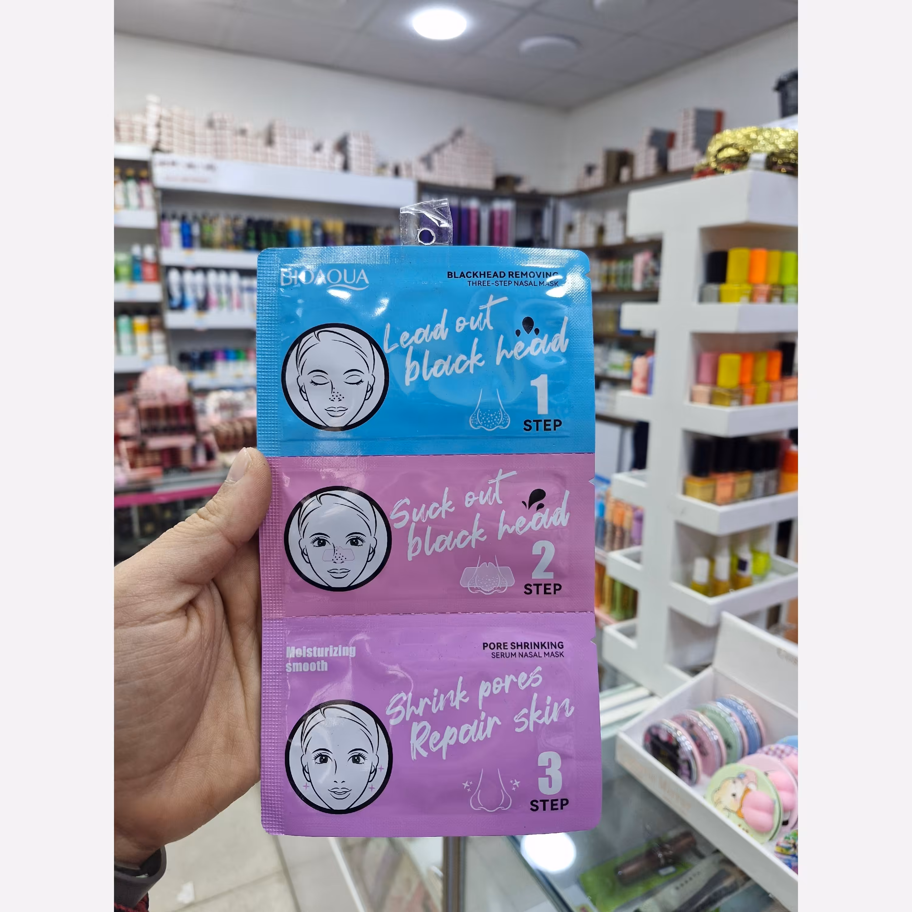 ماسک بینی3مرحله رفع جوش سرسیاه بیوآکوا BIOAQUA