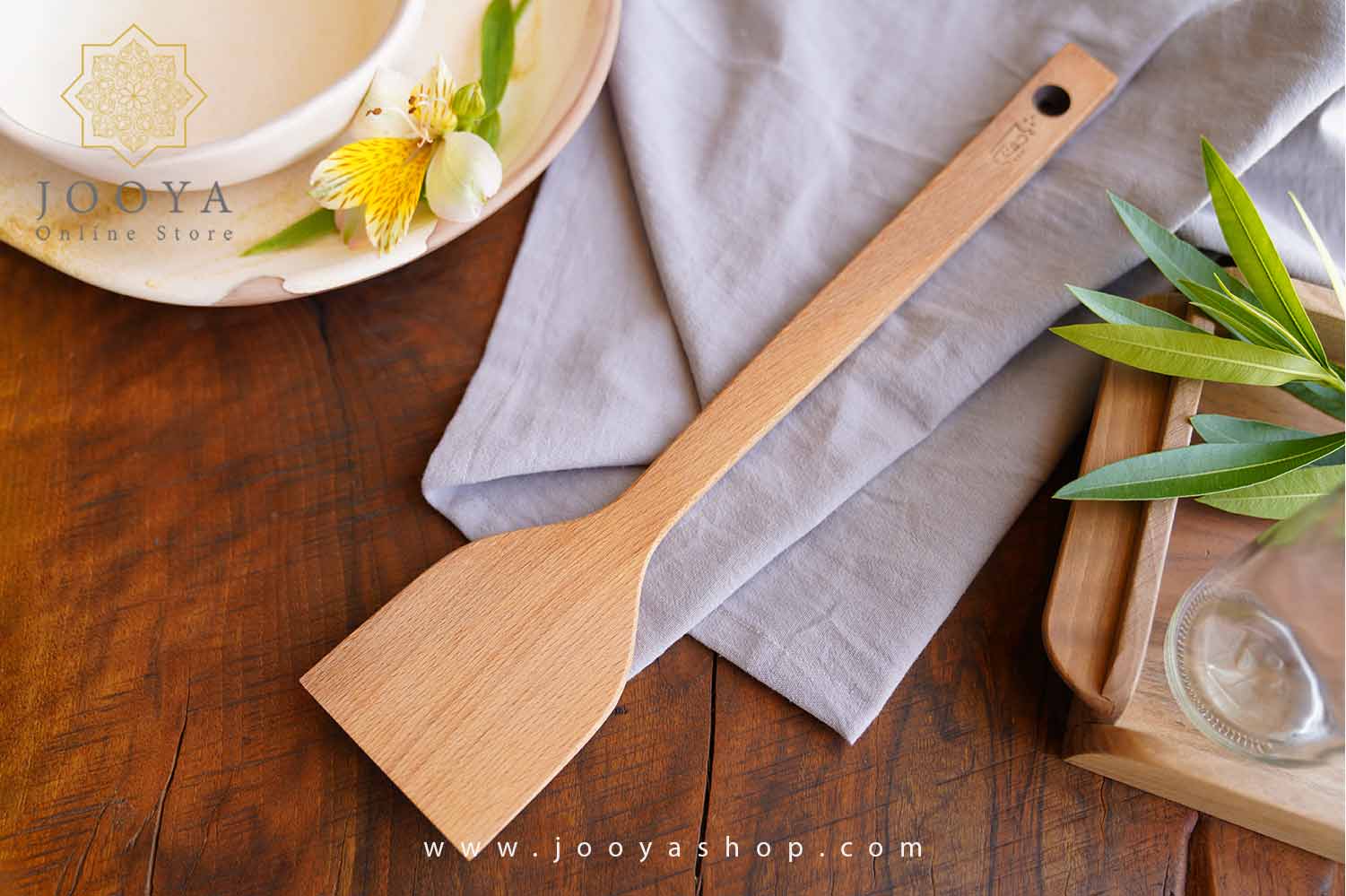 کفگیر چوبی تخت مدل دو