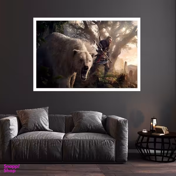 تابلو بکلیت طرح بازی Assassins Creed Valhalla مدل قاب شاسی W-s8775