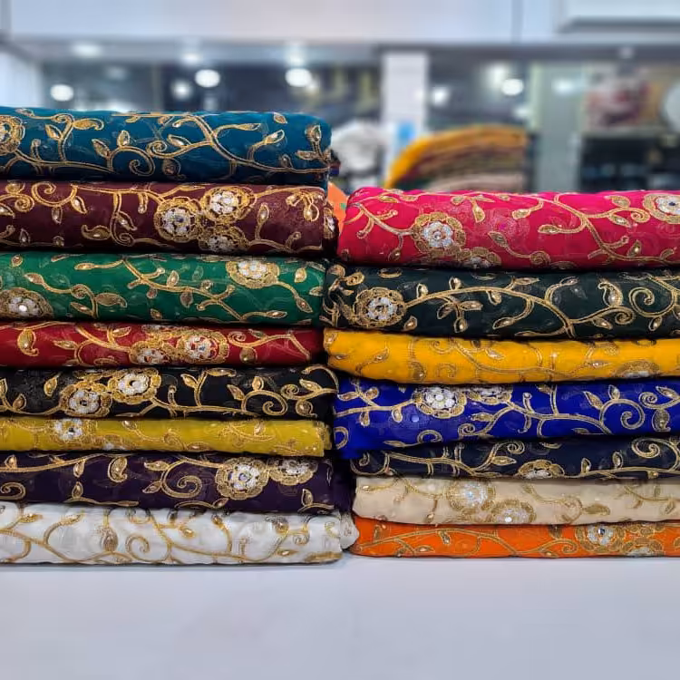 پارچه حریر سوزندوزی عرض 110 در 15 رنگ زیبا