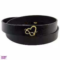 دستبند چرم و طلا 18 عیار مانچو مدل bfg068