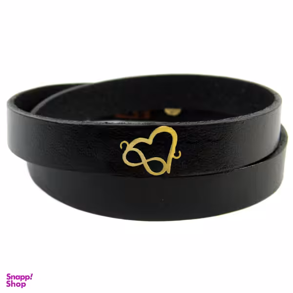 دستبند چرم و طلا 18 عیار مانچو مدل bfg068