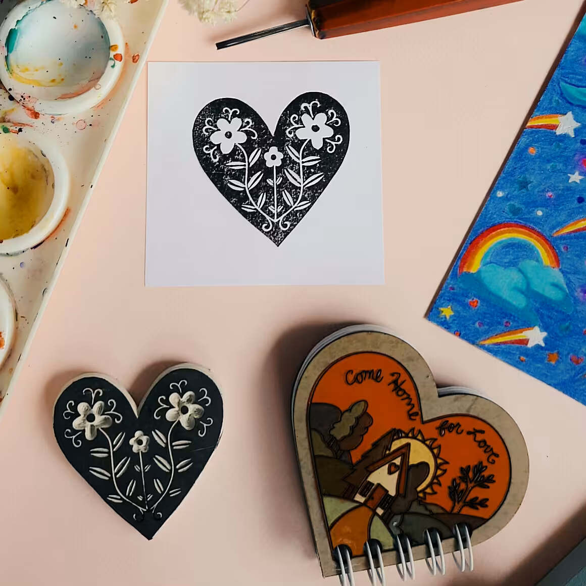 مهر قلب با طرح شاخه گل