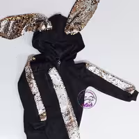 هودی و شلوار خرگوشی  پولک دوزی شده 