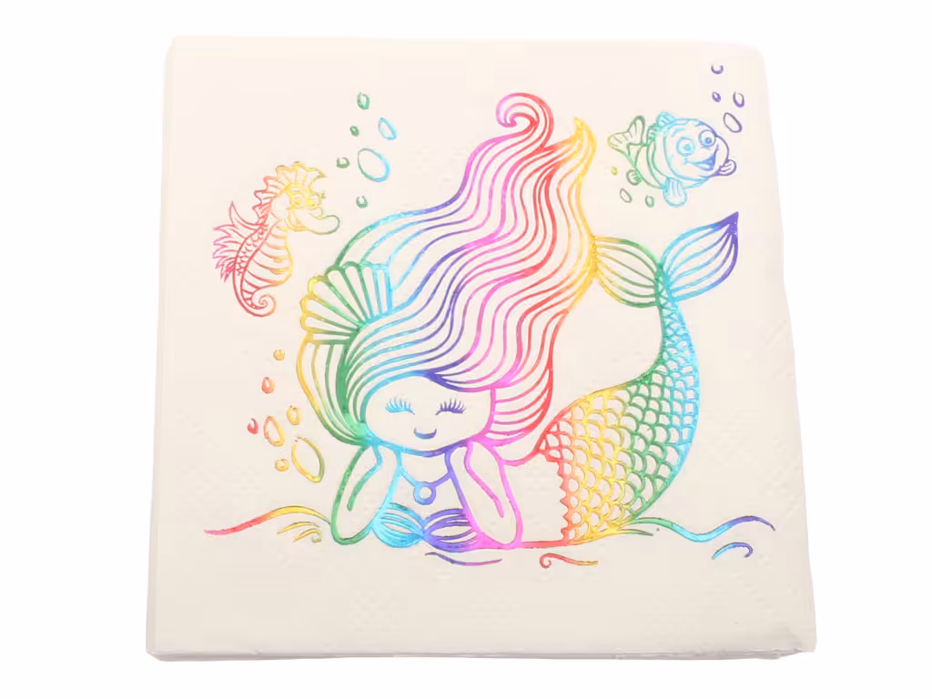 دستمال کاغذی طلاکوب هفت رنگ پری دریایی