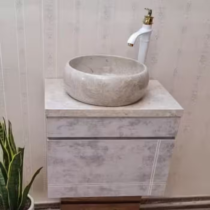 روشویی کابینتی سنگی طرح بتنی در سایز 40در60
