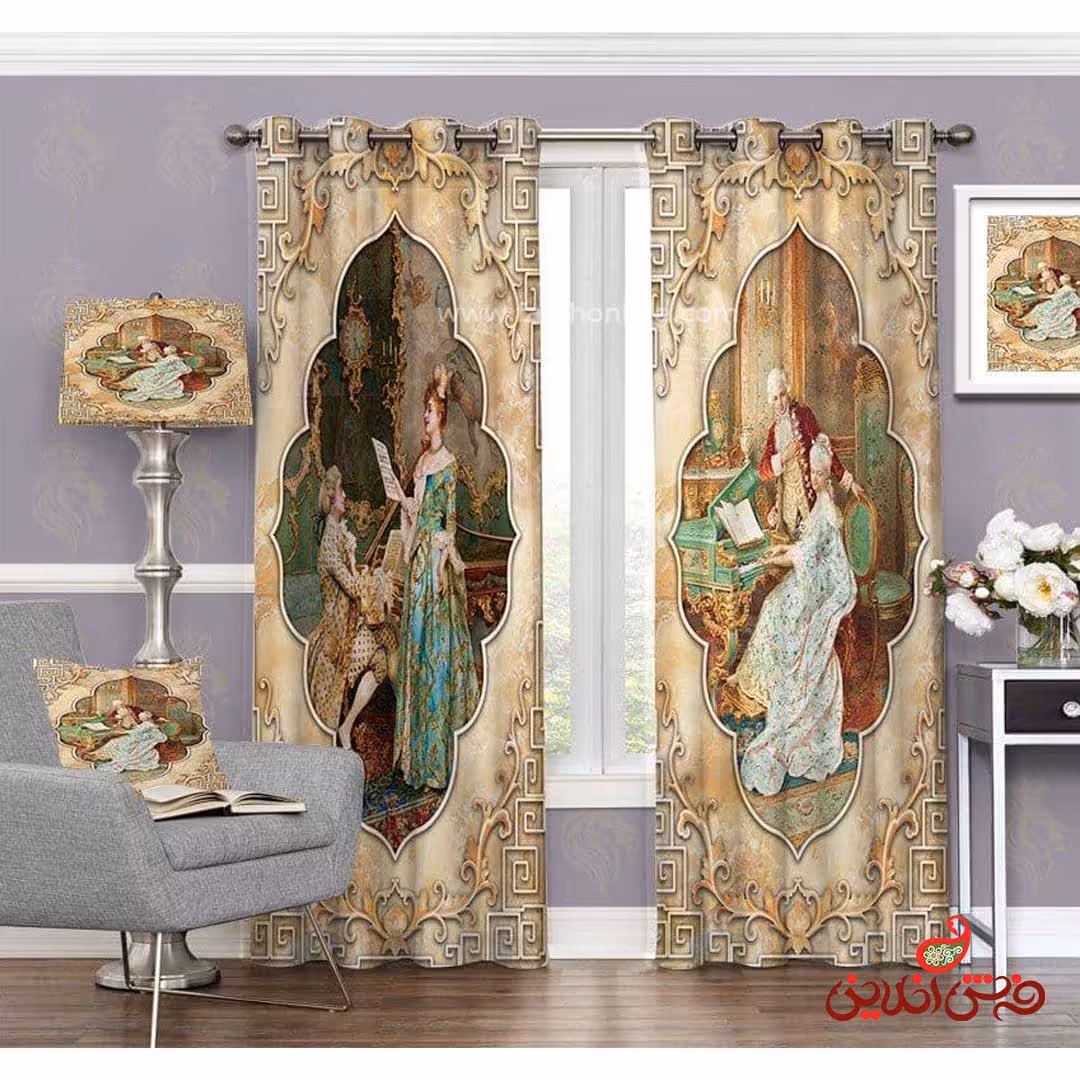 پرده طرح نقاشی فرانسوی(پیانو زدن) کد 3614