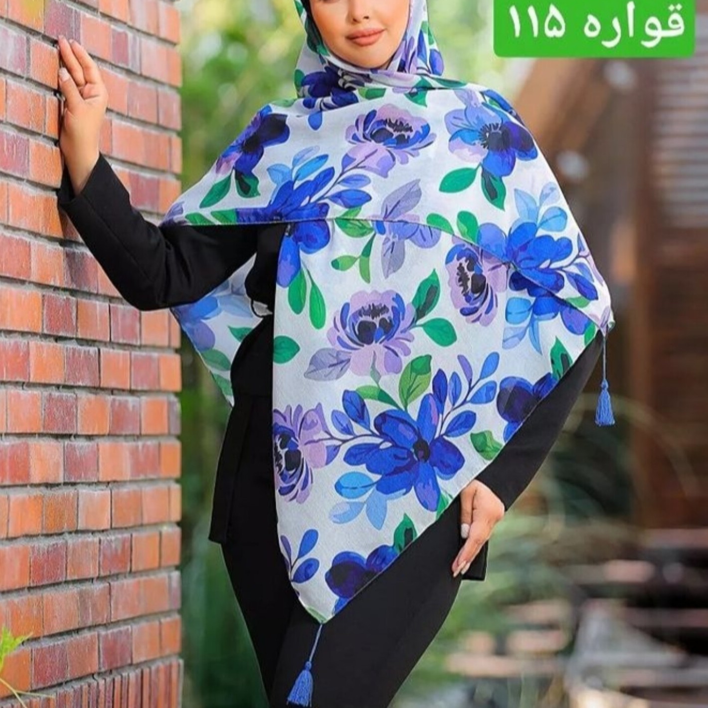 روسری نخ اسپان قواره 115 کد 01
