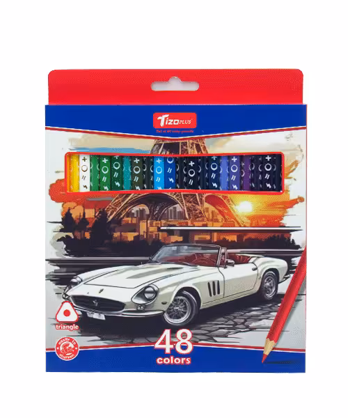مدادرنگی مقوایی تیزو سه پهلو 48 رنگ