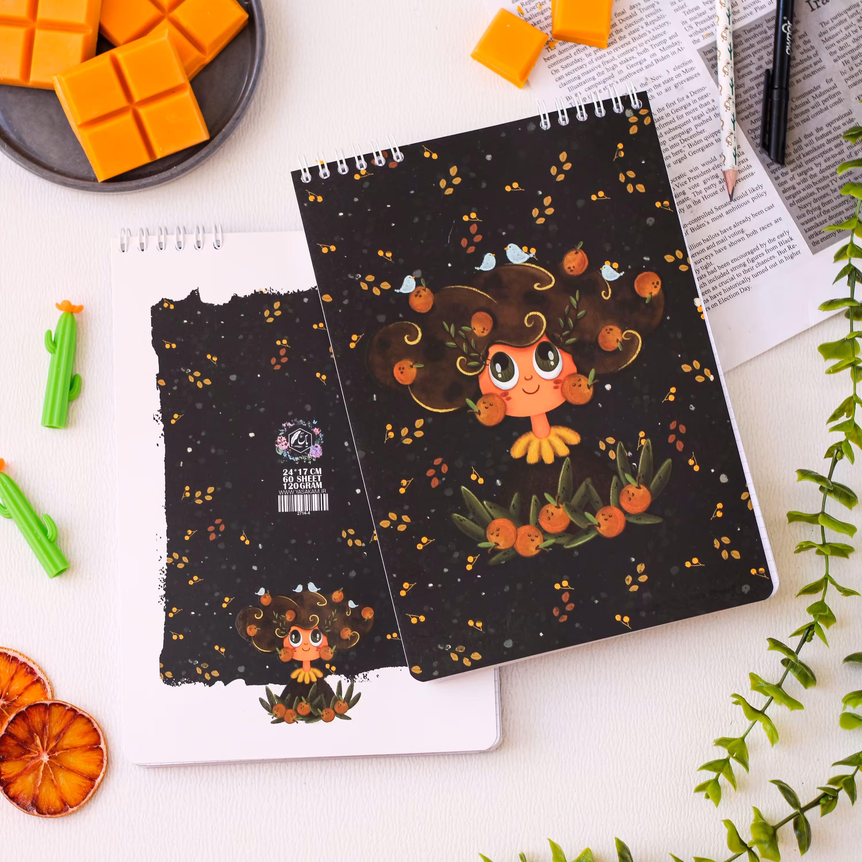 دفتر شطرنجی یاس آکام مدل پرتقالی