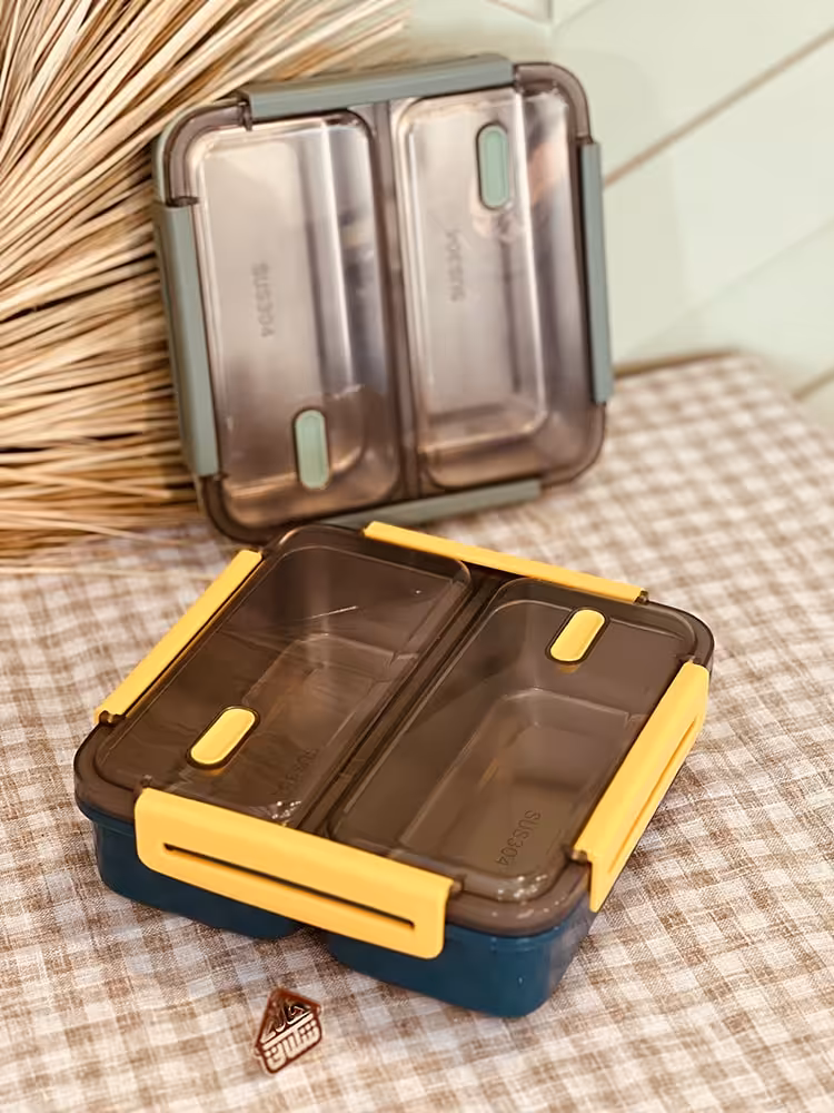 ظرف غذا درب قفلی دوقسمتی مستطیل کد001100