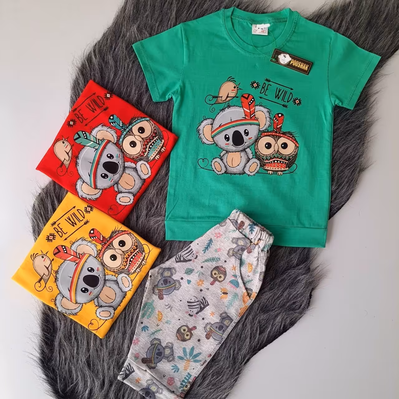 تیشرت شلوارک پسرانه جغد و کوالا