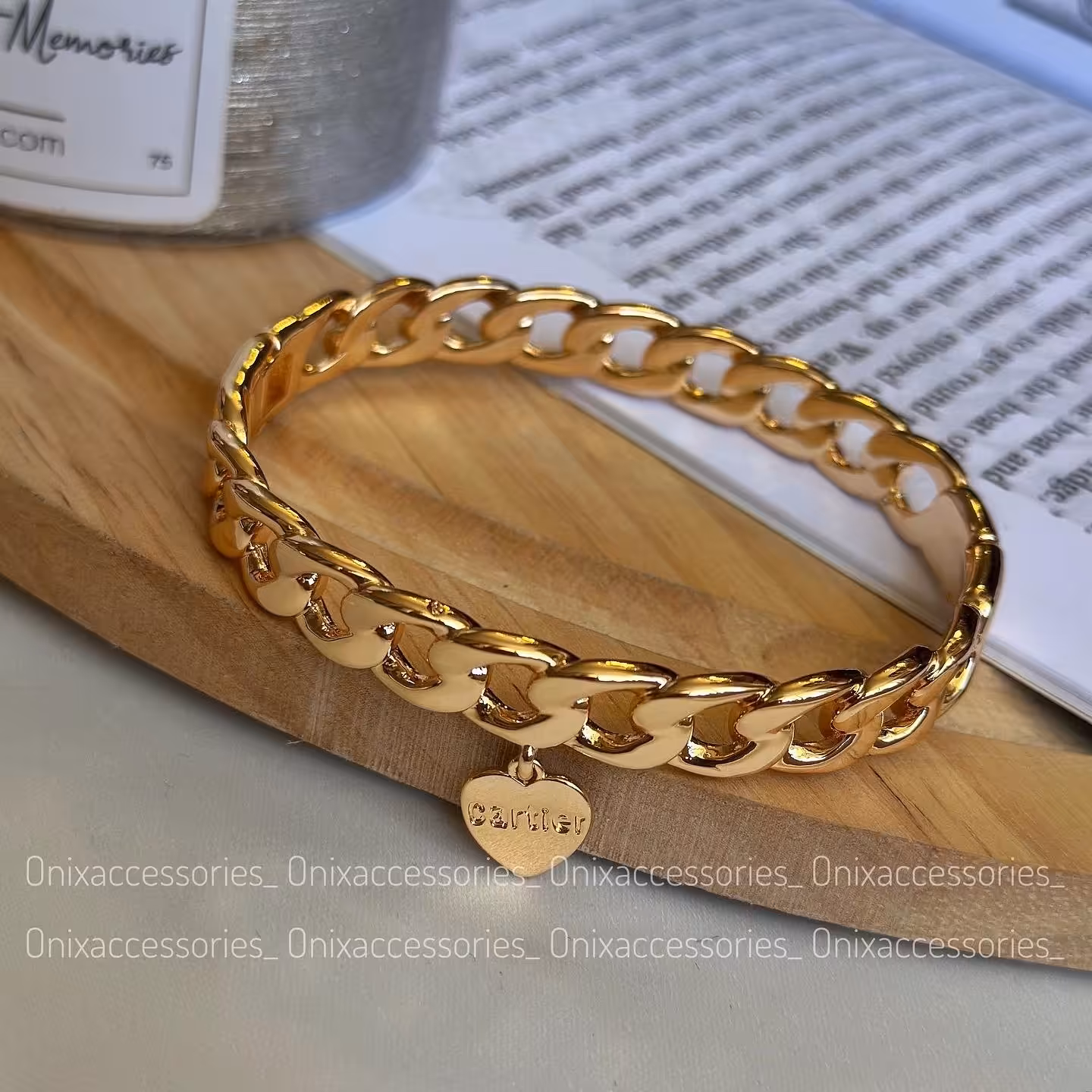 دستبند  بنگل کارتیر و آویز قلب ژوپینگ