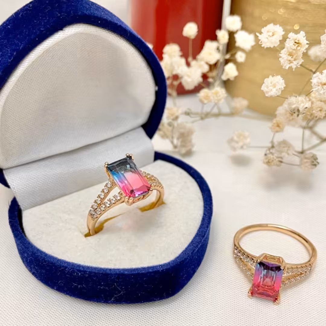 انگشتر جواهری بانگین سواروسکی چند رنگ مارک ژوپینگ