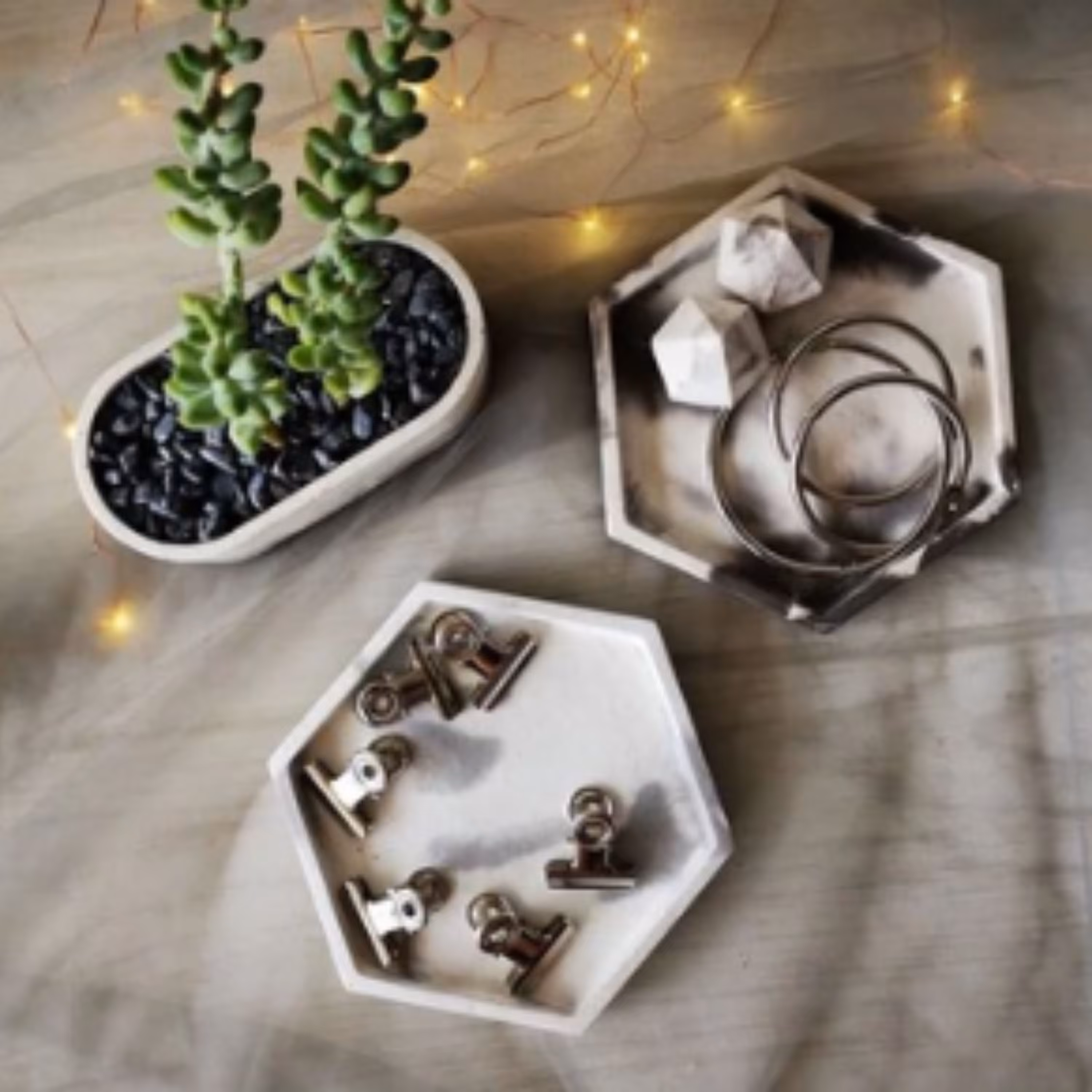 زیر لیوانی سنگ مصنوعی و بتنی شش ضلعی