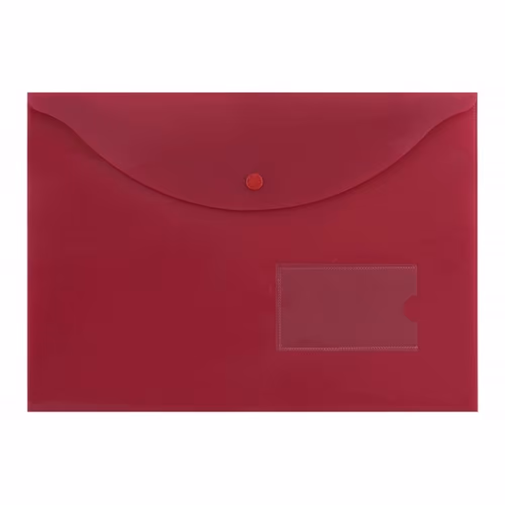 پوشه دکمه دار پاپکو مدل بیزنس مات A4 کد A4-116BM رنگ زرشکی