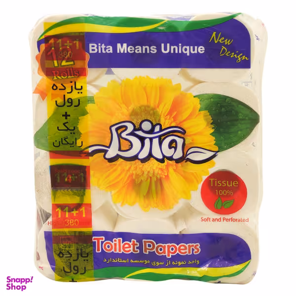 دستمال توالت بی تا مدل BI_TOIL11_GHOL بسته 12 عددی