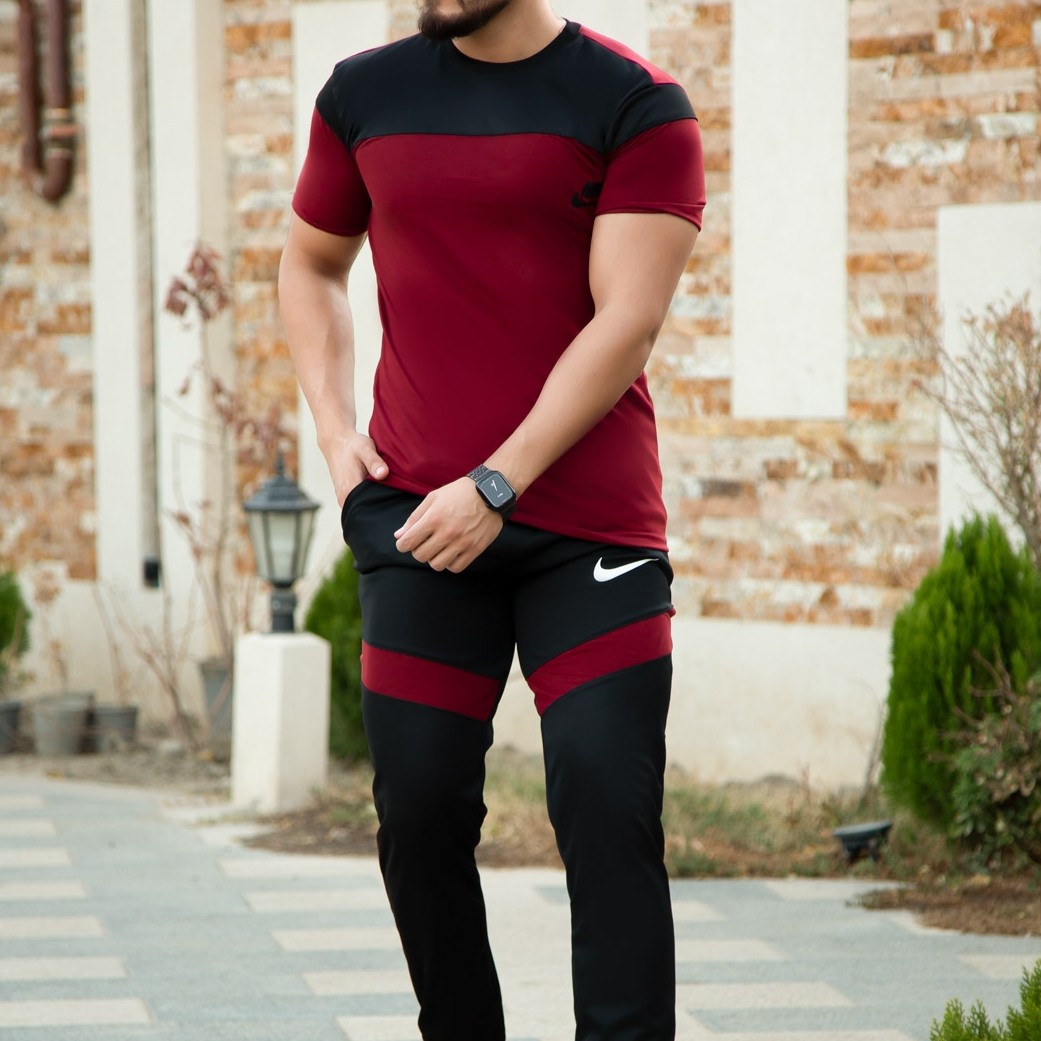 ست تیشرت شلوار مردانه مدل SPARTA (زرشکی)