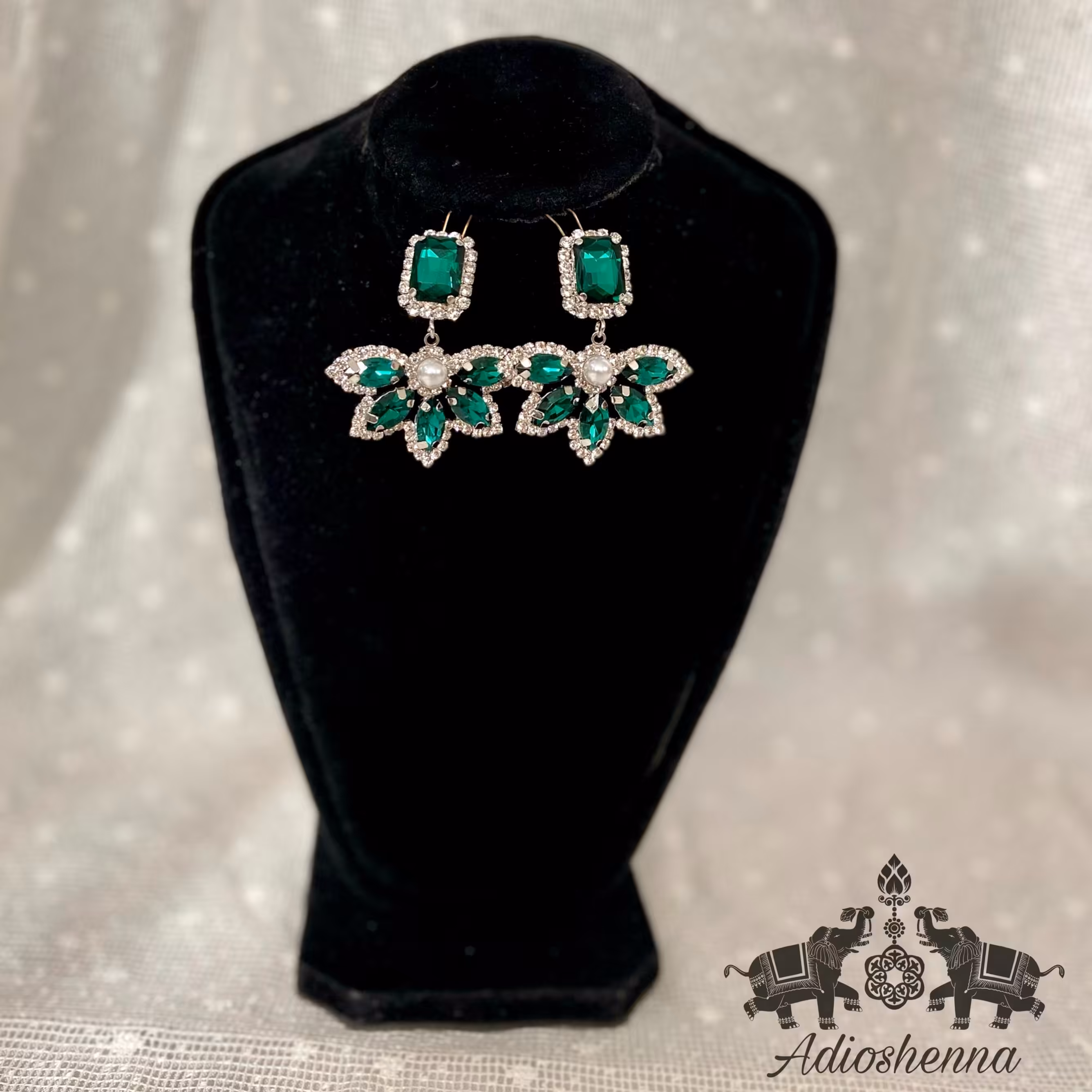 گوشواره ژورنالی نگین دار کیفیت عالی طرح جواهر  کد 3