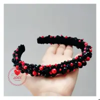 تل مجلسی قرمز و مشکی مرواریدی