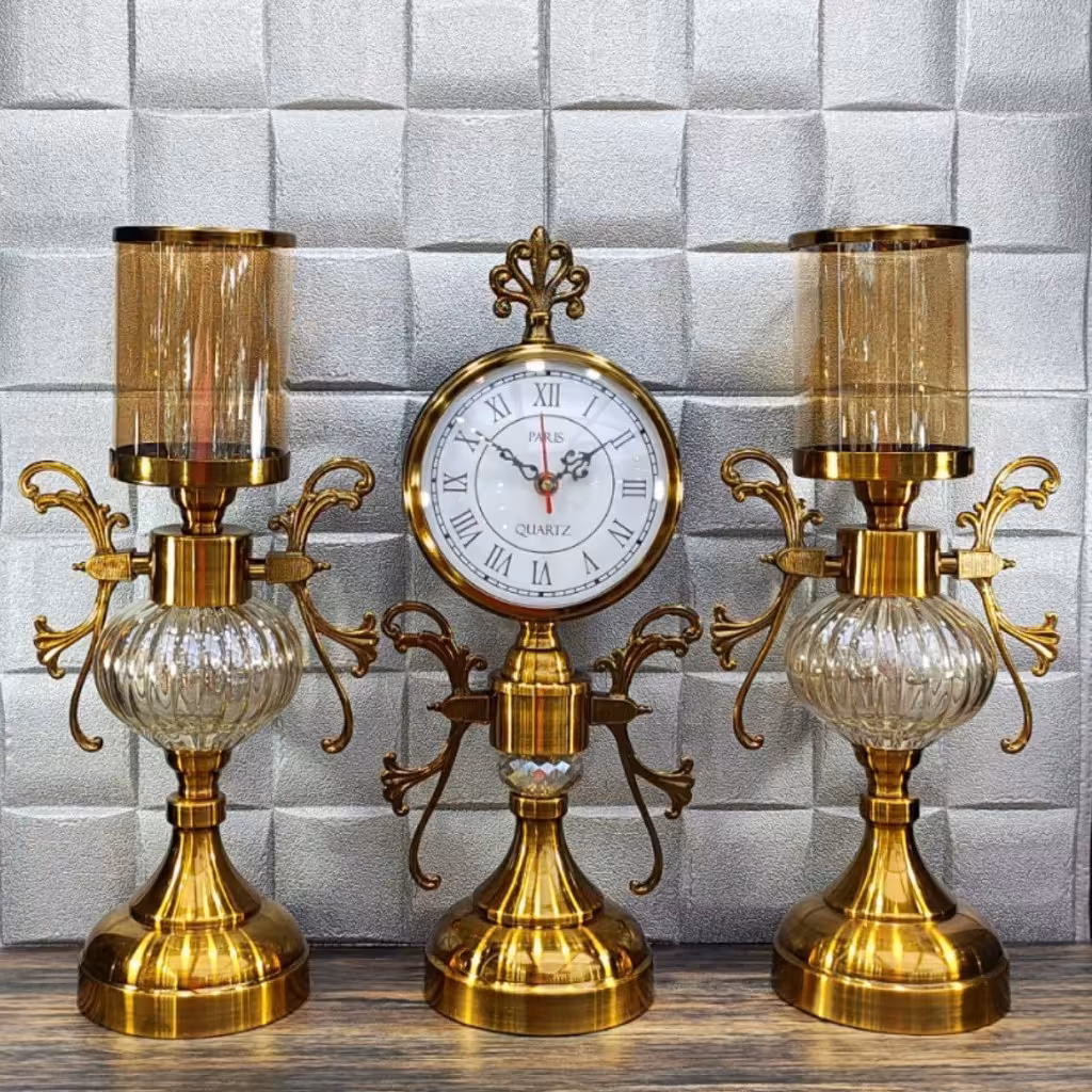 ست ساعت و شمعدان رومیزی جدید