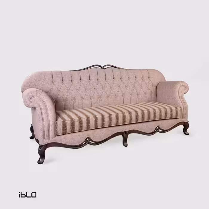 مبل سه‌نفره نئوکلاسیک لیونا (کرم‌قهوه ای)