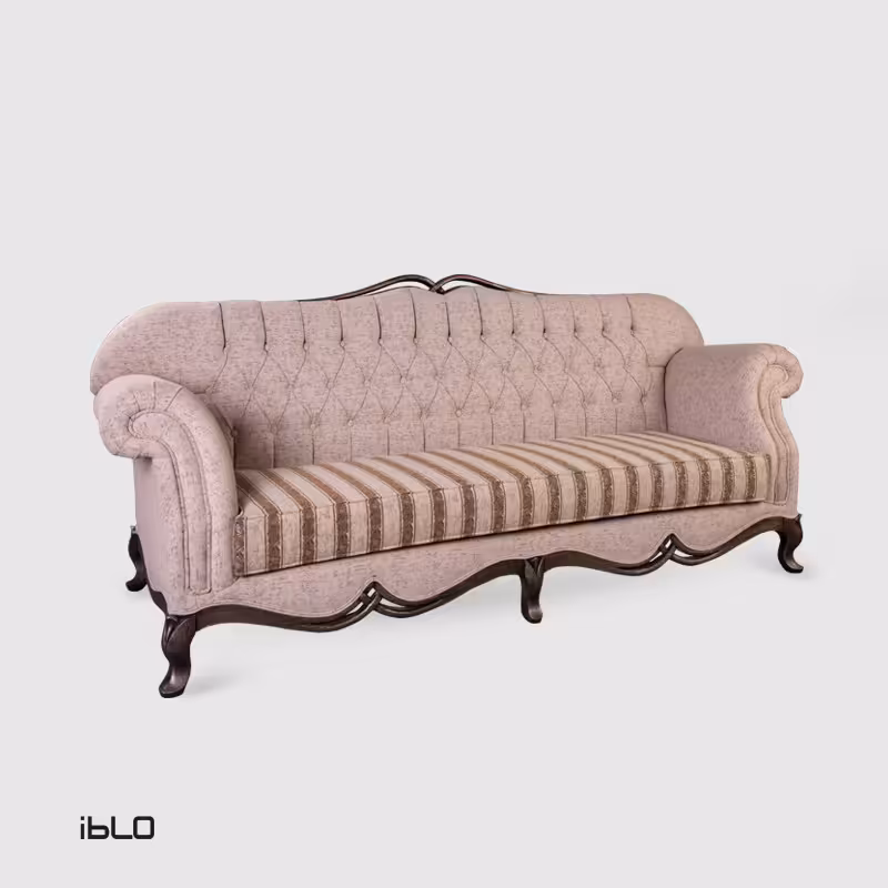 مبل سه‌نفره نئوکلاسیک لیونا (کرم‌قهوه ای)