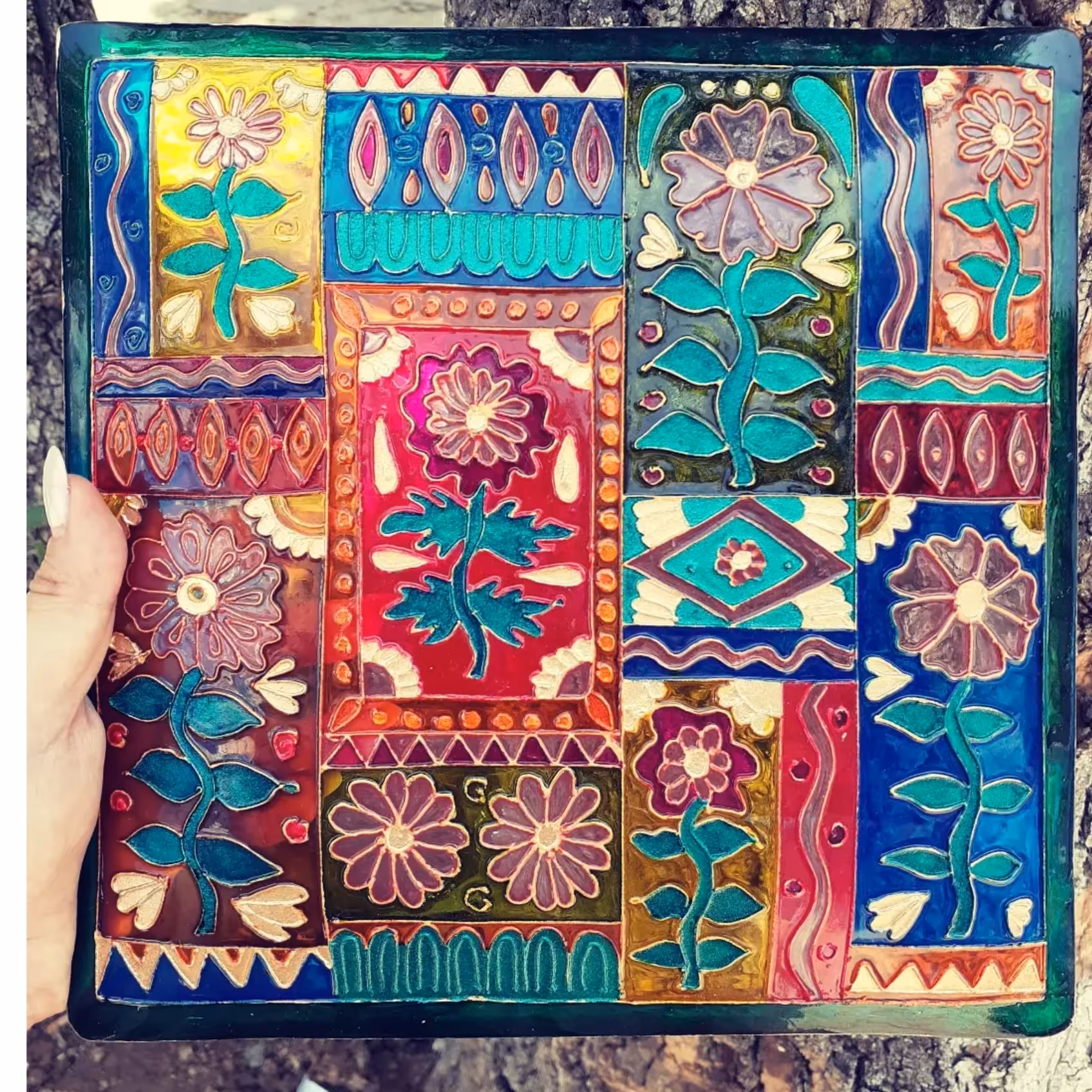 سینی یا شیرینی خوری ویترای طرح چهل تکه